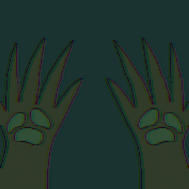 As Bud looks at their hands, they start to appear glitchy - pixellated and off-color.