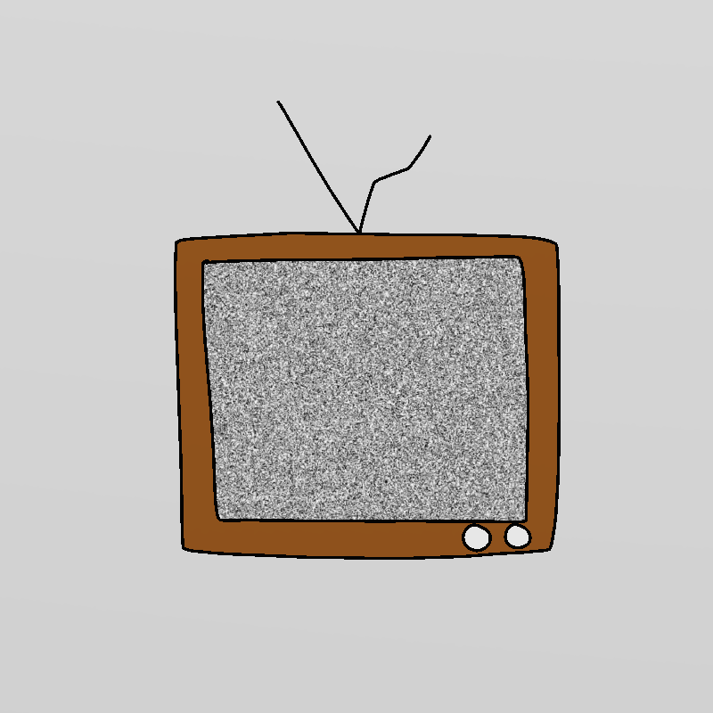 An old TV sits on a gray background. It displays static.