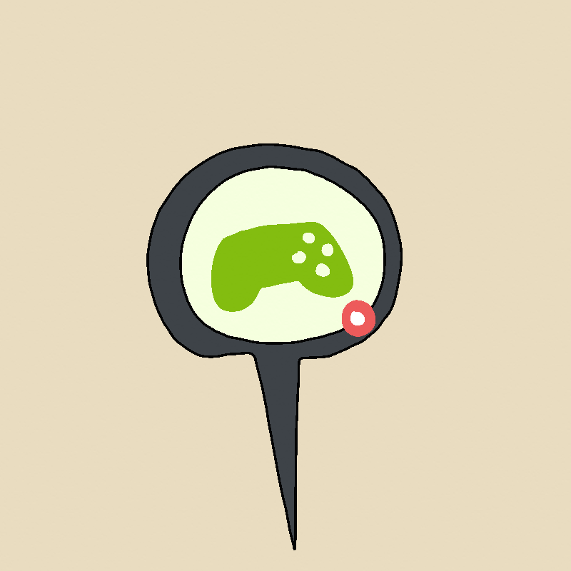 A gray chat bubble with the green icon of a game controller inside.