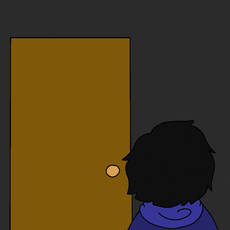 Rhett approaches his bedroom door.