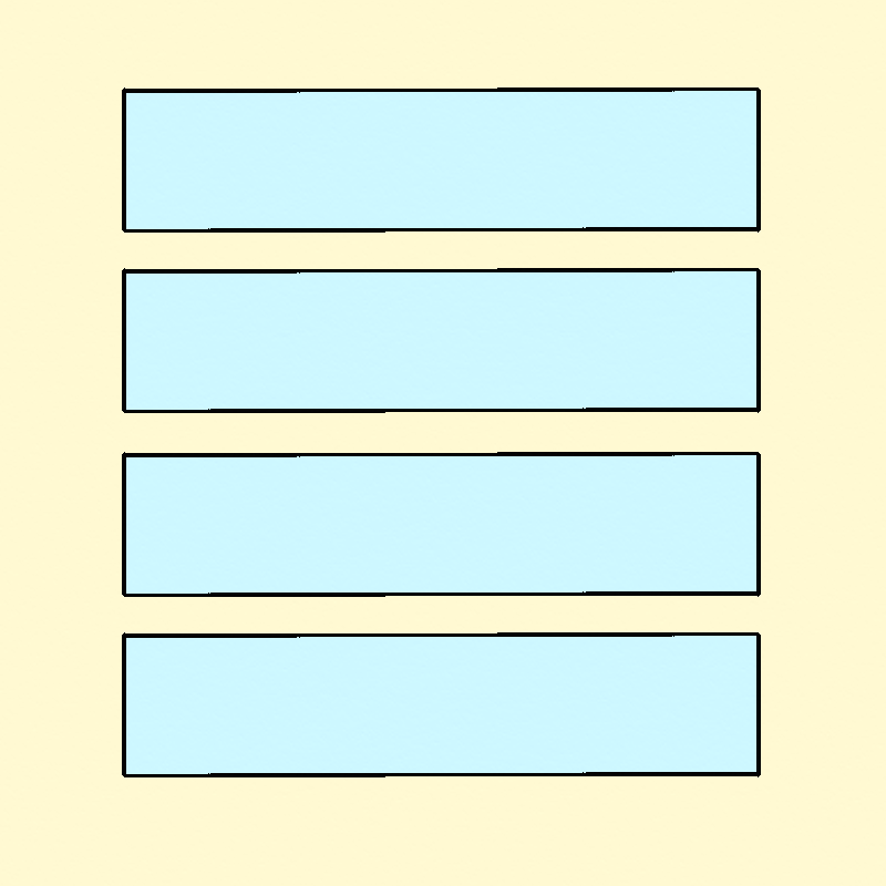 Four narrow windows, going horizontally. Beyond them is blue sky.
