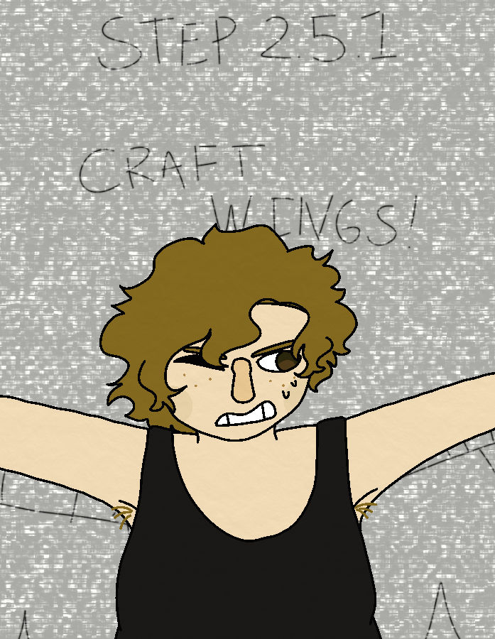 The same panel as before. The real Sofia is now in front of the drawing, waving bud's arms to cover the piece up. Bud's gritting bud's teeth and looking off to the side, embarrassed.