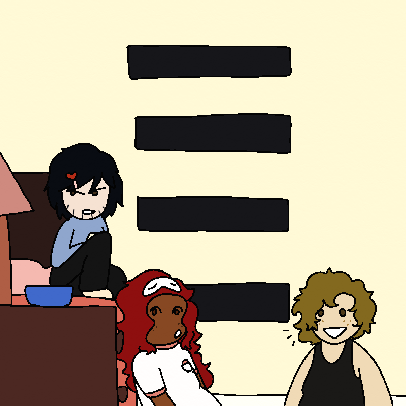 Rhett looks away, visibly annoyed, and Sofia perks up with a big smile.