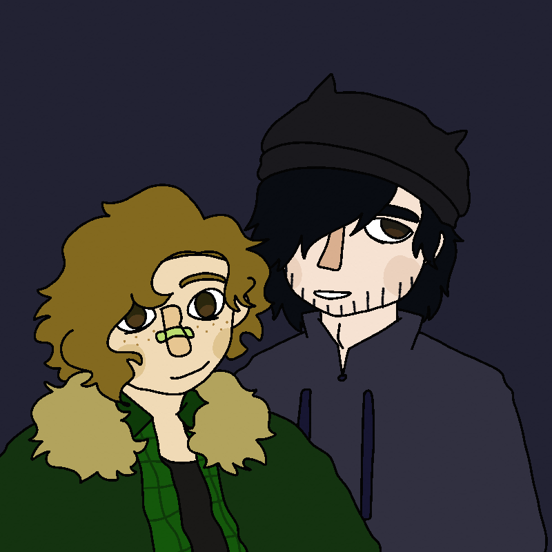 Sofia smiles and blushes a bit while Rhett looks off to the side, smiling slightly, shrugging.