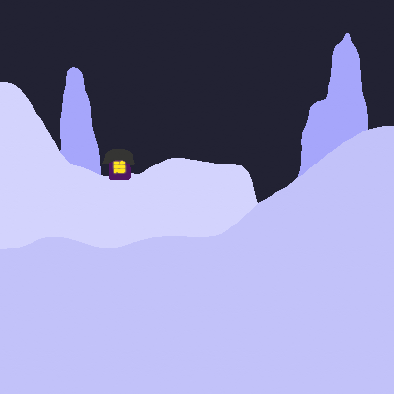 A second shot of the dark snow-covered hills.