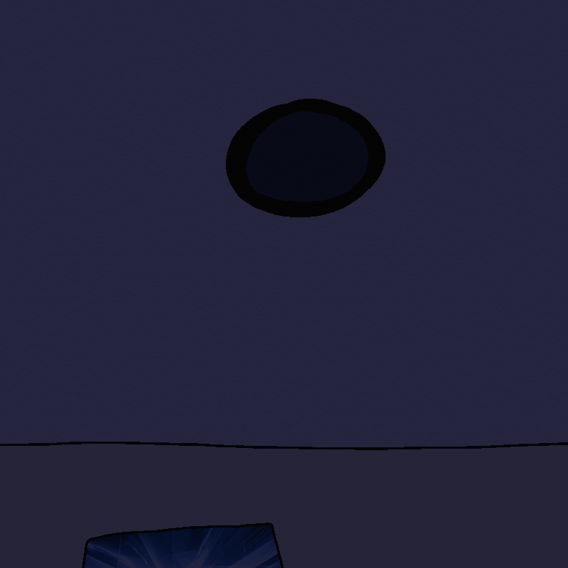 The same shot as before. The light's turned off, the room darkened now.