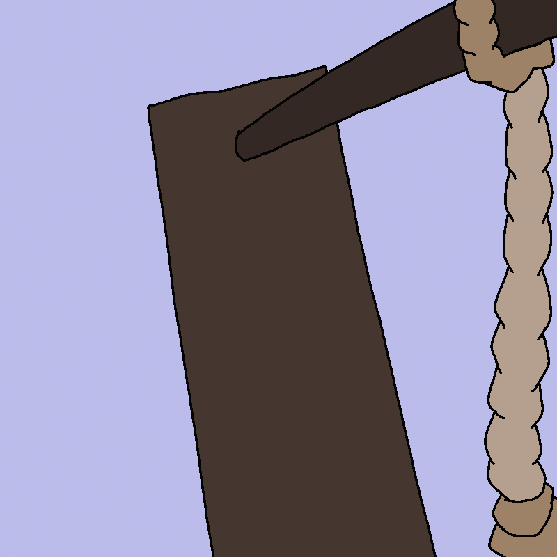 A wooden construction with a pole coming from the top, horizontally, is shown. A noose hangs from it, cropped by the angle.