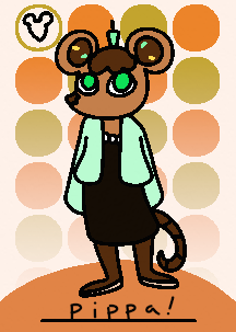 A villager card. A brown mouse with sparkles in her hair stands on an orange background.